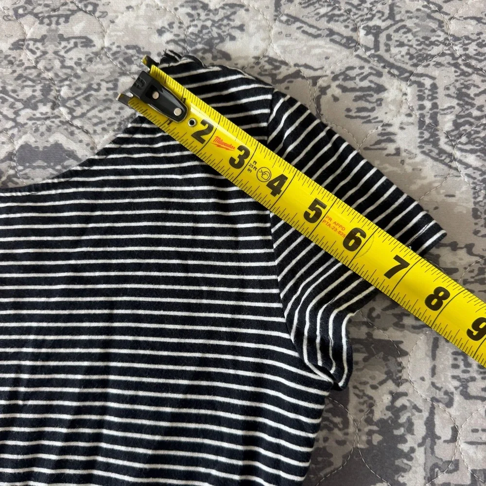 Old Navy Girls Striped Short Sleeve Fit & Flare Dress Black White XL 14